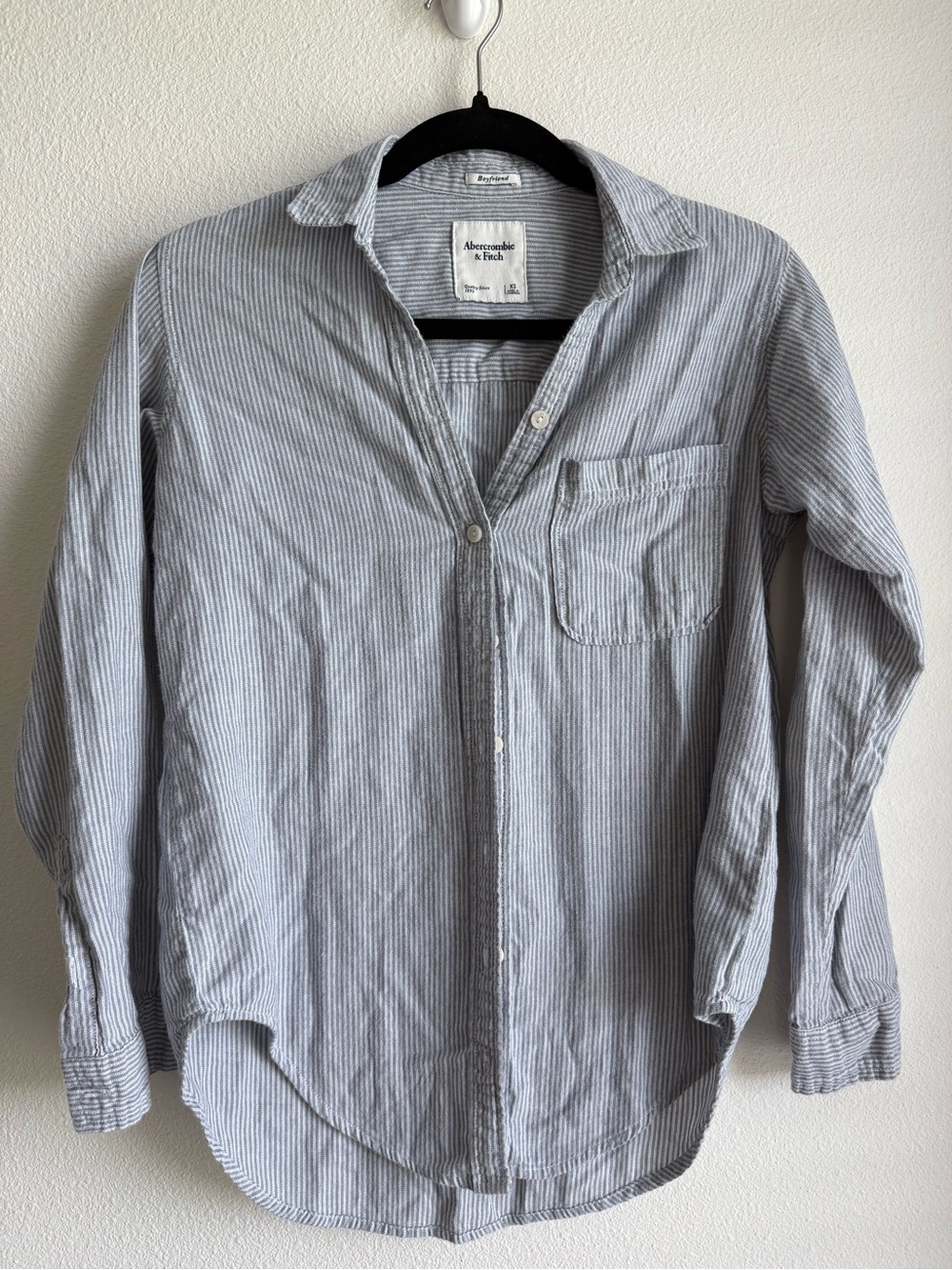 Abercrombie & Fitch Blue and White Pinstripe Button-Down Shirt